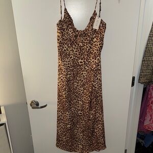 RESA Leopard Print Spaghetti Strap Dress